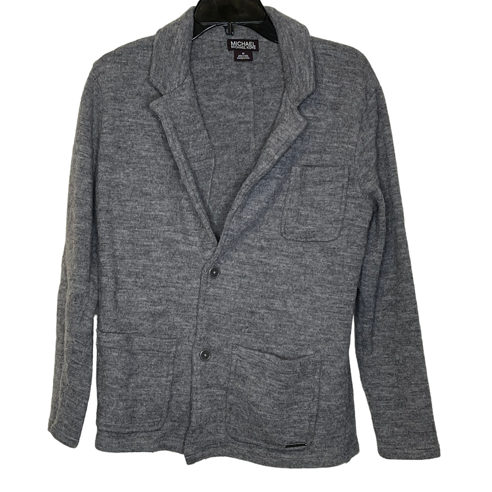Michael Kors Coatigan Sweater Jacket Size Medium Gray Womens Wool
